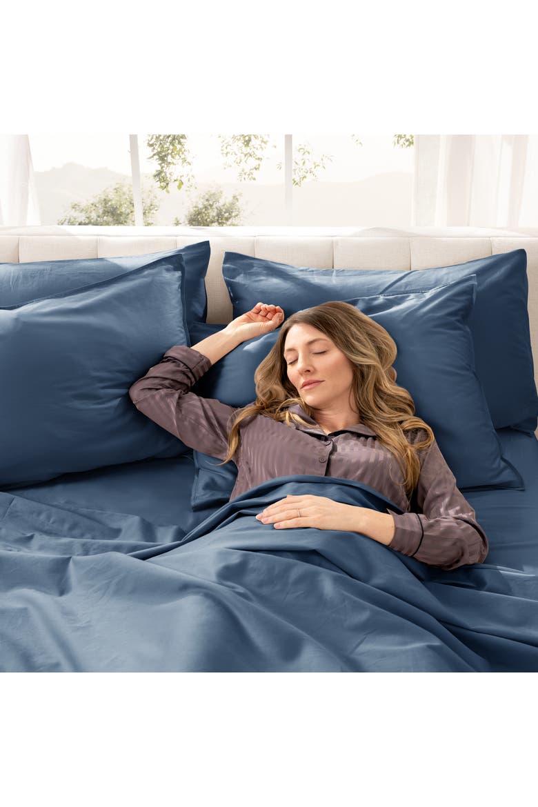 400 Thread Count Organic Cotton Sateen Sheet Set, Alternate, color, Bering Sea