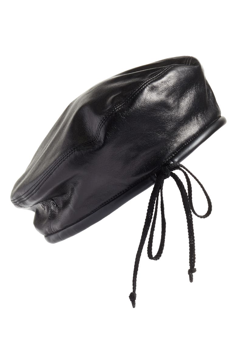 Eric Javits Lambskin Leather Beret, Alternate, color,