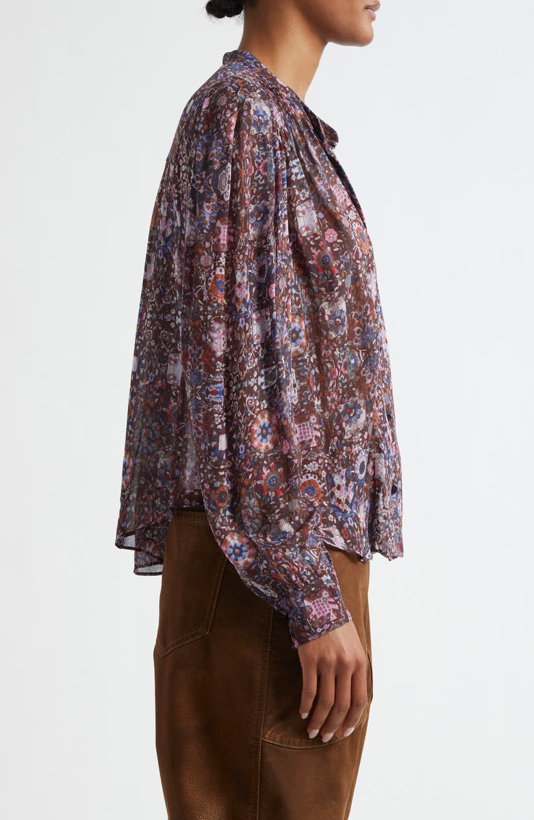Isabel Marant Étoile Noeline Long Sleeve Button-Up Shirt, Alternate, color, Plum
