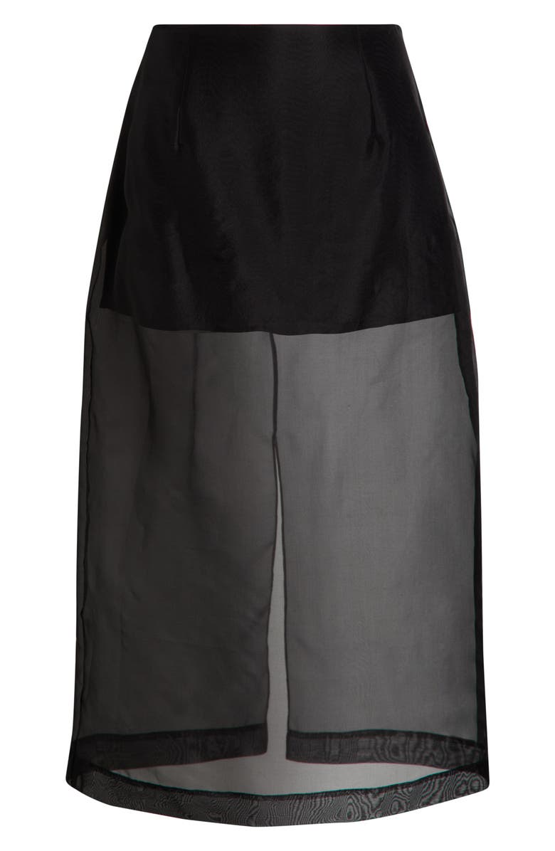FRAME Silk Organza Pencil Skirt, Alternate, color, Black
