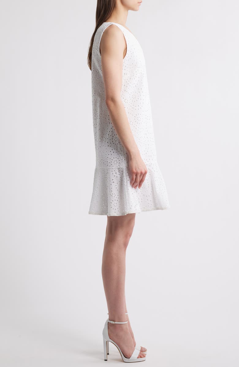 KOBI HALPERIN Eyelet Ruffle Hem Sleeveless Dress, Alternate, color, Ivory