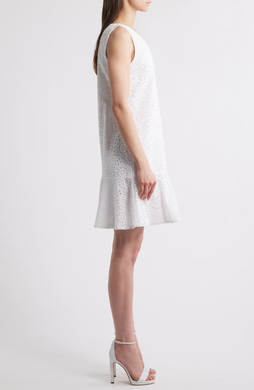 Kobi Halperin Eyelet Ruffle Hem Sleeveless Dress In Ivory