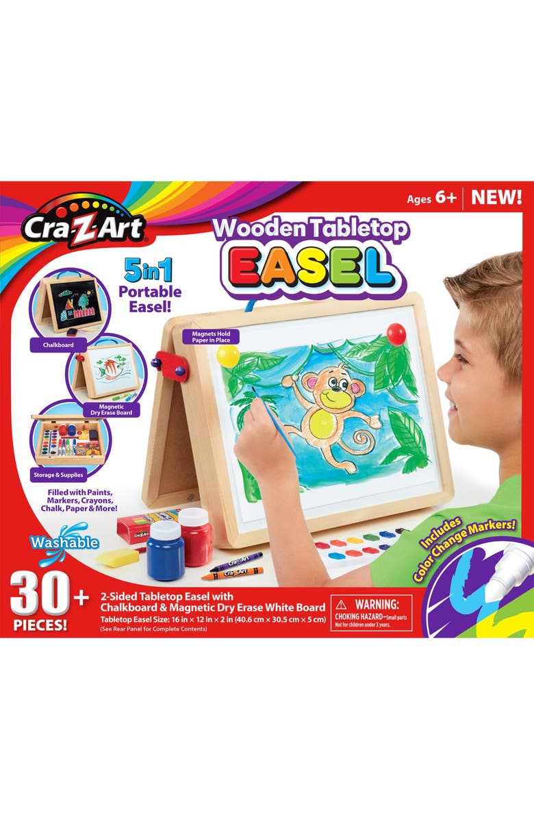 CRA-Z-ART 5In1 Portable Wooden Tabletop Art Easel, Alternate, color, Multicolored