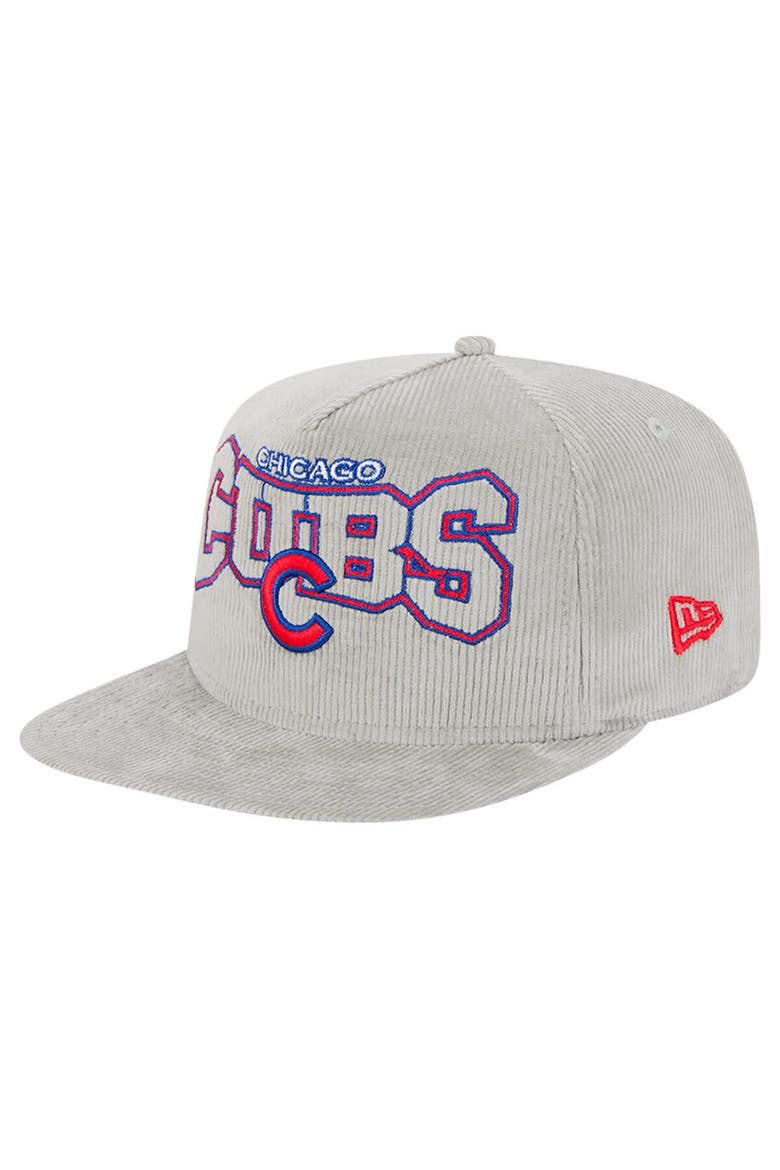 Men's New Era Gray Chicago Cubs Corduroy Golfer Snapback Hat, Main, color, Gray