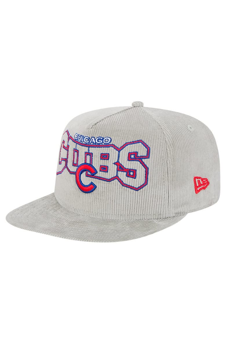 New Era Men's New Era Gray Chicago Cubs Corduroy Golfer Snapback Hat, Main, color, Gray