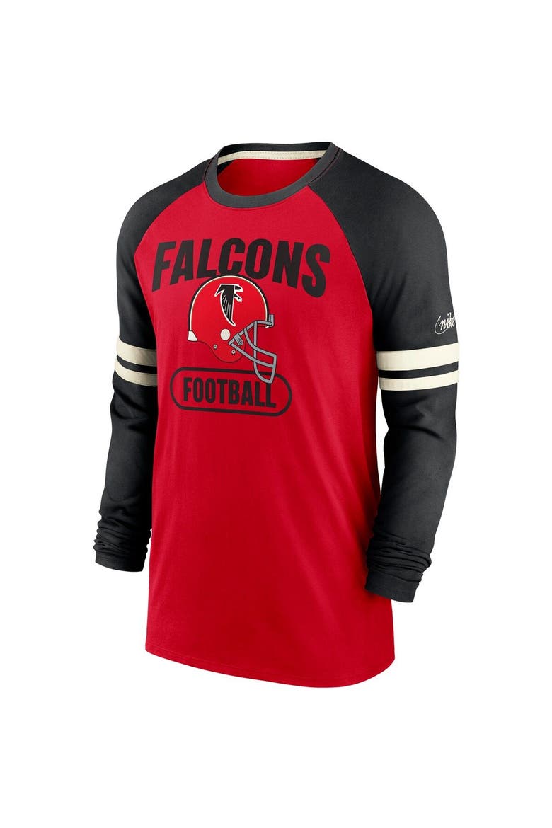 Men's Nike Red/Black Atlanta Falcons Throwback Raglan Long Sleeve T-Shirt, Alternate, color, Red