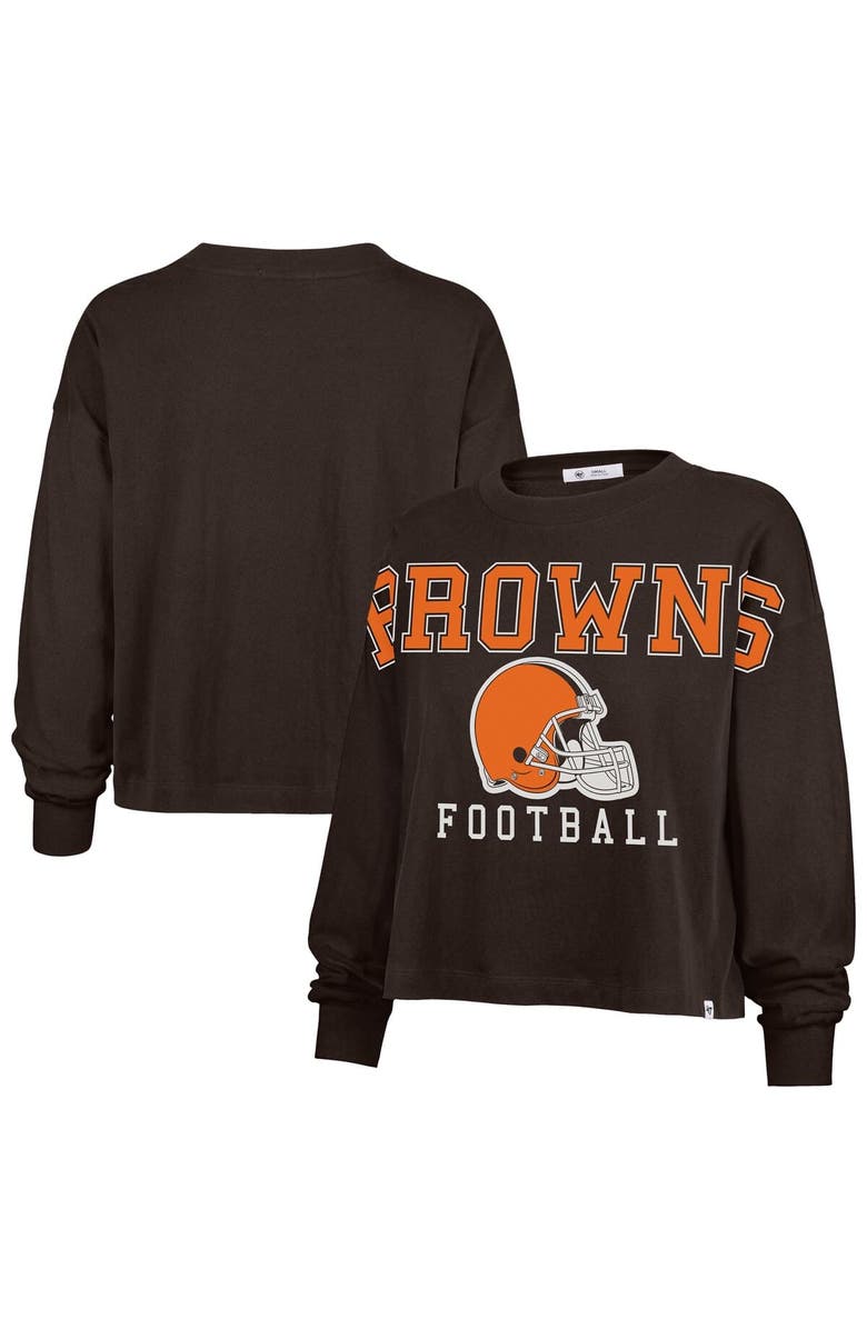 '47 Women's '47 Brown Cleveland Browns Outreach City Oversized Long Sleeve T-Shirt, Main, color, Brown