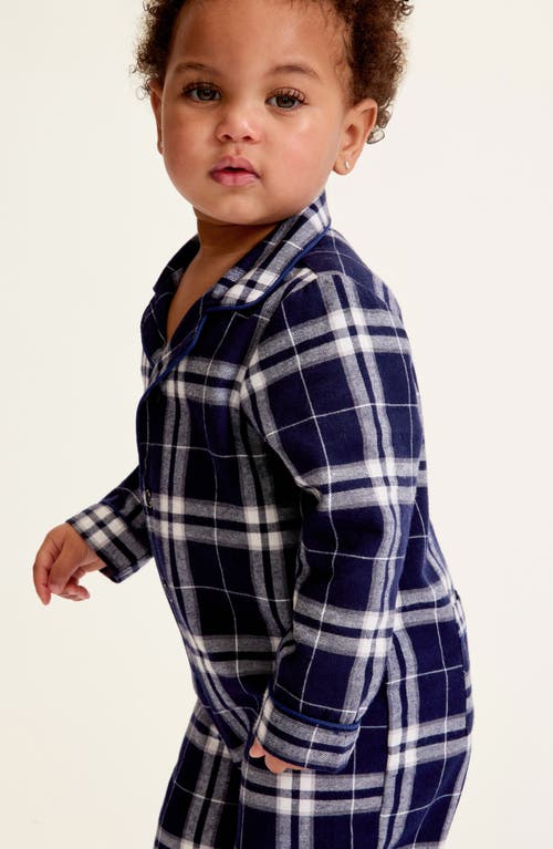 Petite Plume Oxford Tartan One-piece Brushed Twill Pajamas In Animal Print