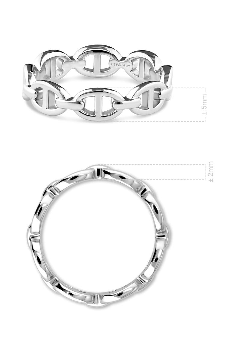 Mariner Anchor Ring in Rhodium Plated Sterling Silver, Alternate, color, Silver