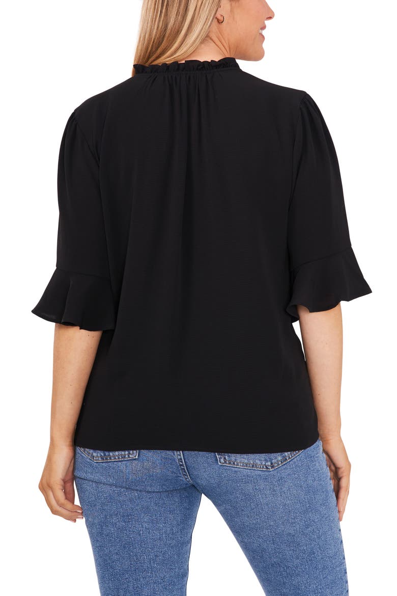 Split Neck Blouse, Alternate, color, RICH BLACK