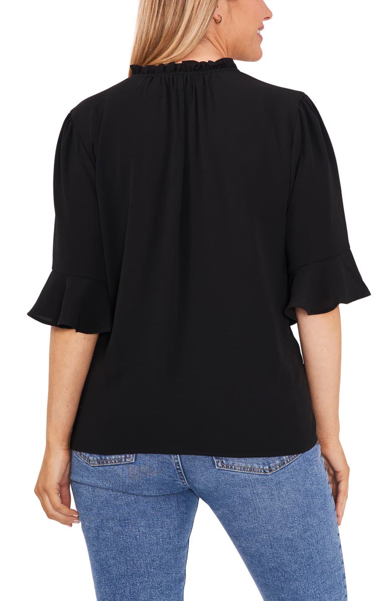 CeCe Split Neck Blouse, Alternate, color, Rich Black