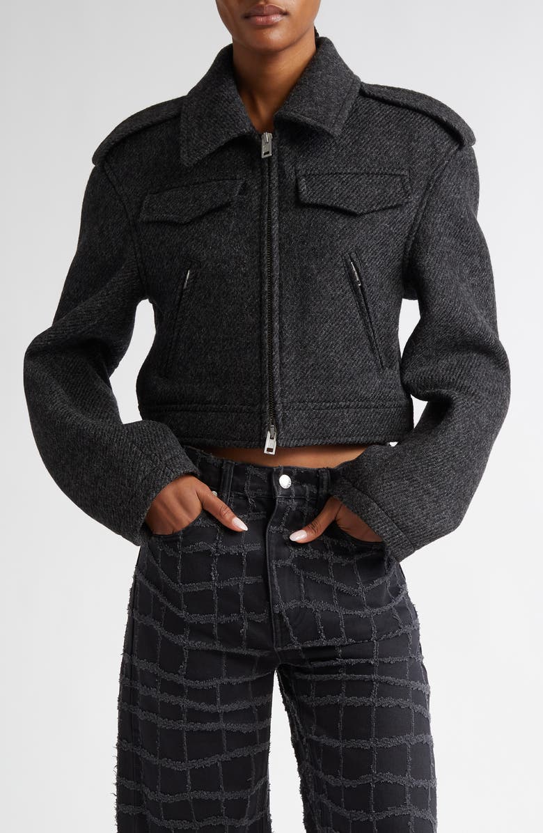 Alexander Wang Donegal Wool Crop Military Jacket, Main, color, 