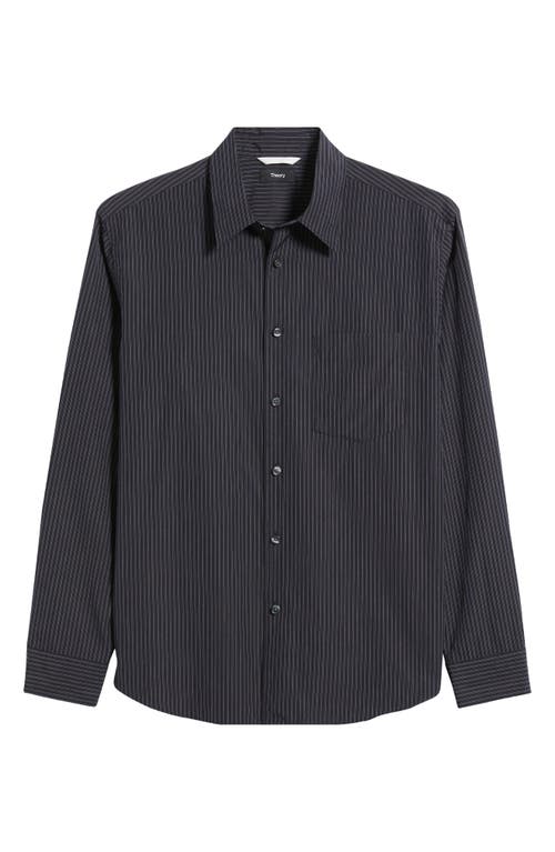 Theory Weekend Regular Fit Striped Shirt In Baltic/white