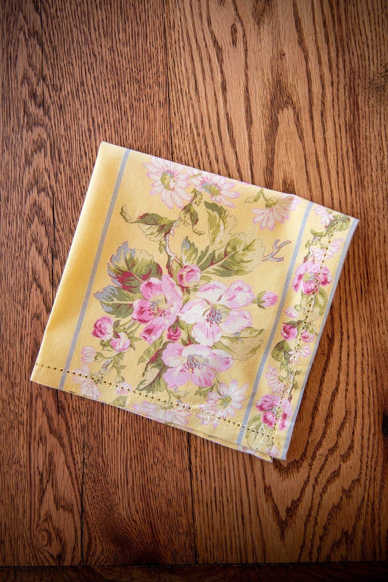 Apple Blossom Luncheon Napkins Yellow, Set of 4, Alternate, color, Yellow