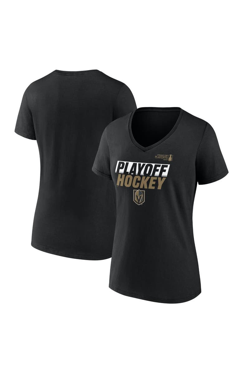 FANATICS Women's Fanatics Black Vegas Golden Knights 2025 Stanley Cup Playoffs Breakout V-Neck T-Shirt, Alternate, color, 