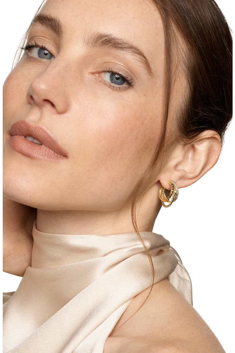 Crossover Trio Multirow Hoop Earrings, Alternate, color, 18K GOLD
