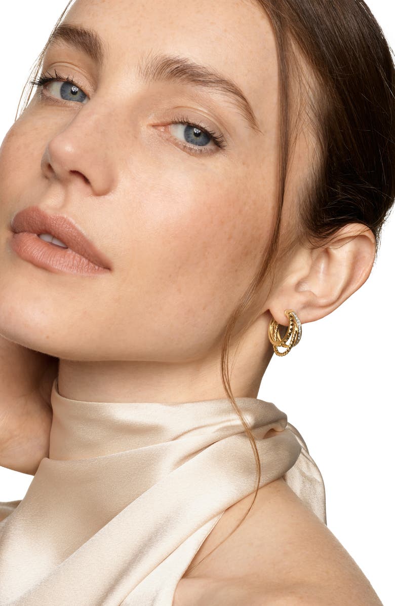 David Yurman Crossover Trio Multirow Hoop Earrings, Alternate, color, 18K Gold