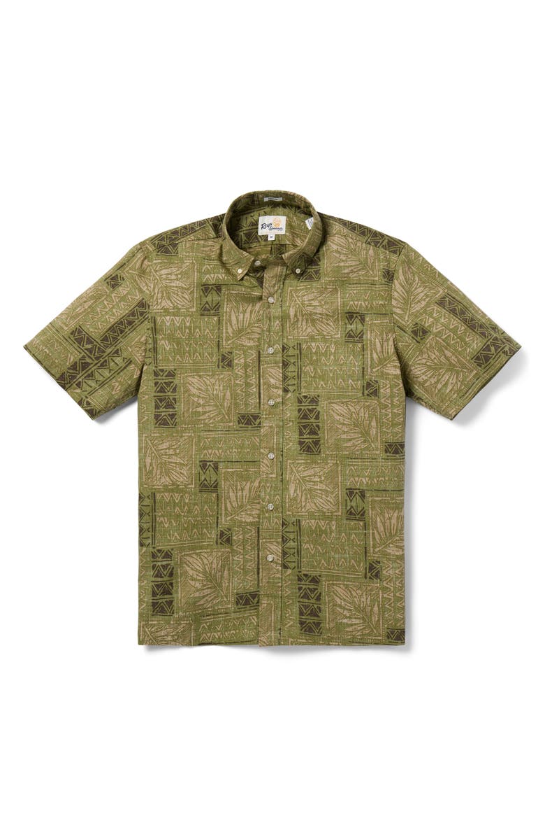 Reyn Spooner Dusty Fronds Classic Fit Short Sleeve Button-Down Shirt, Main, color, Olive