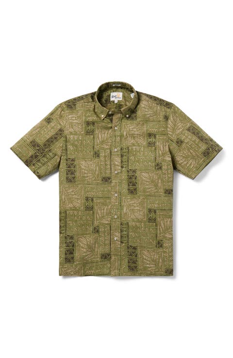 Dusty Fronds Classic Fit Short Sleeve Button-Down Shirt