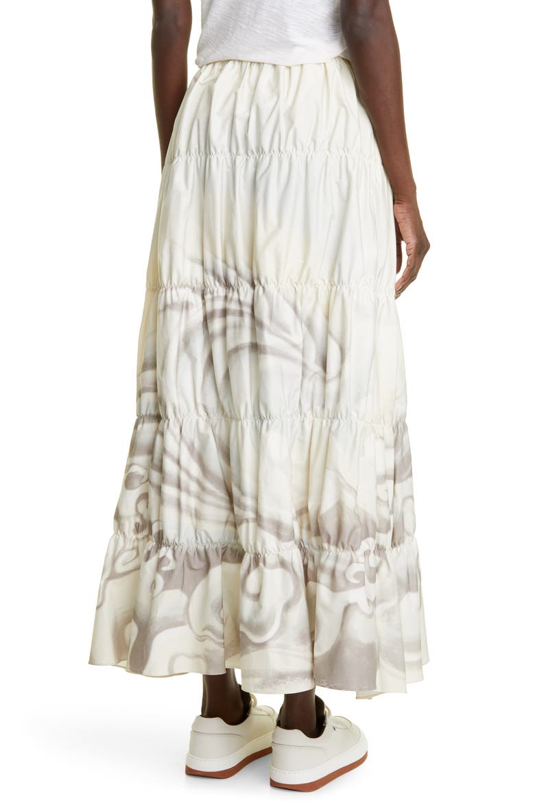 Unisex Surf Print Tiered Cotton Skirt, Alternate, color, WHITE