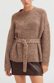 CRESCENT Belted Tunic Sweater