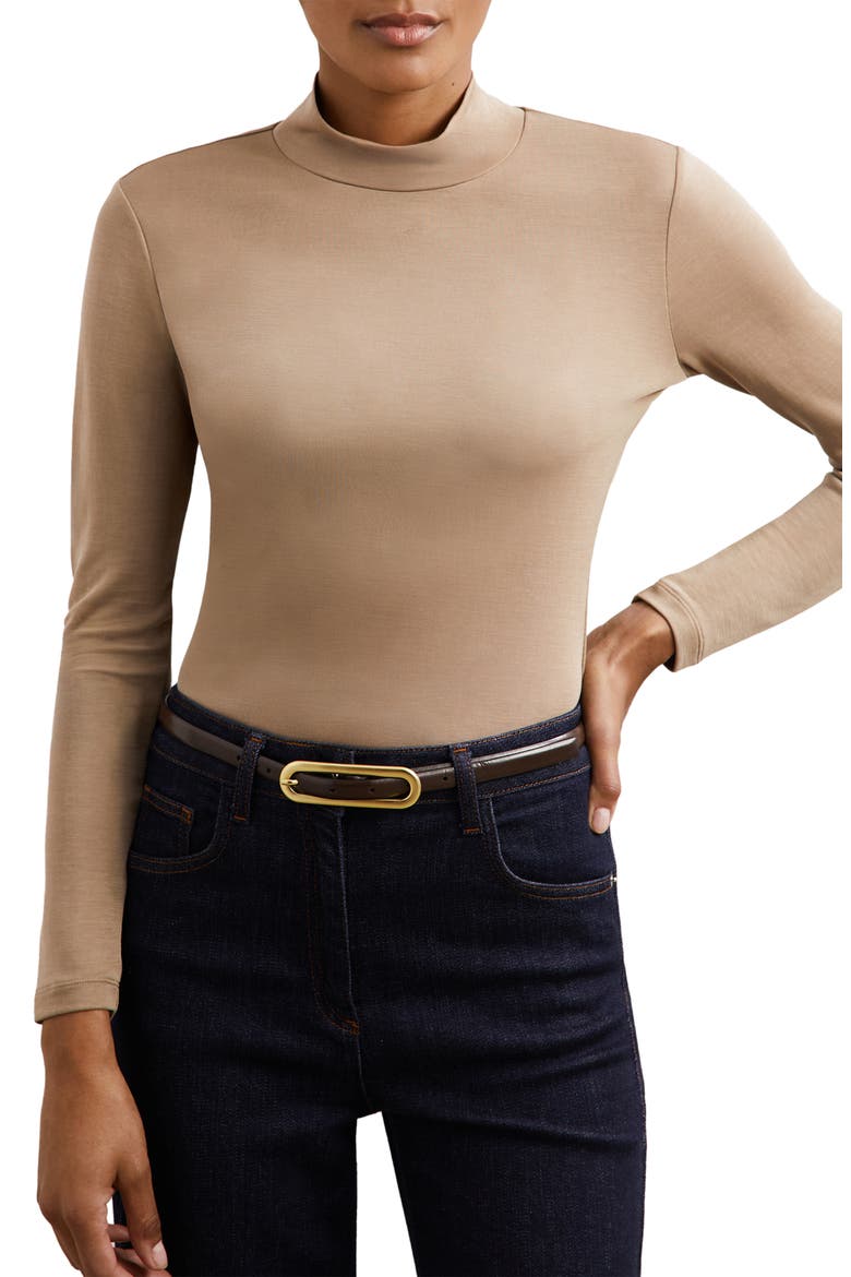 Molly Mock Neck Top, Alternate, color, CAMEL