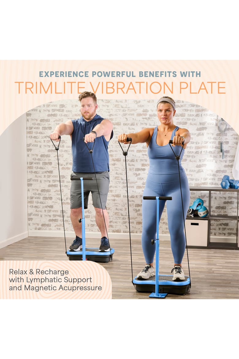 TrimLite Vibration Plate Exercise Machine with Handlebars for Full Body Fitness, Alternate, color, Blue