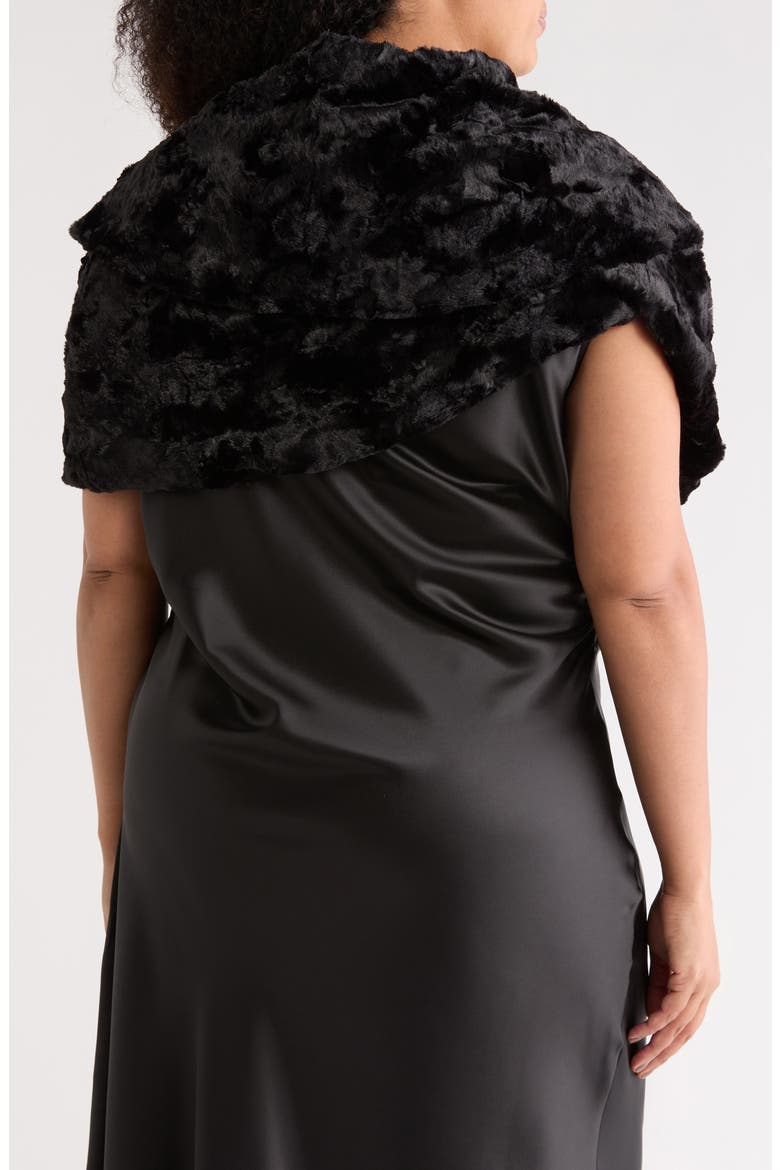 Shawl Collar Faux Fur Capelet, Alternate, color, BLACK