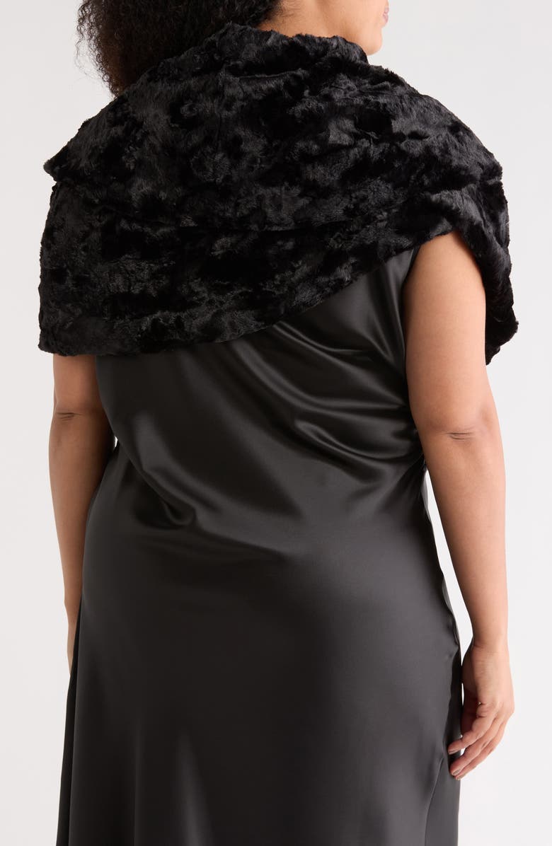 Eliza J Shawl Collar Faux Fur Capelet, Alternate, color, Black