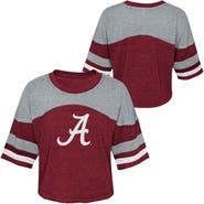 Outerstuff Girls Youth Crimson Alabama Crimson Tide Sunday Friday Sleeve Stripe Jersey T-Shirt