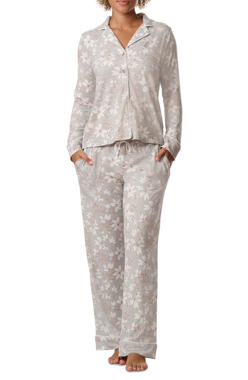 Splendid Plaid Long Sleeve Knit Pajamas In Berry Frost Floral