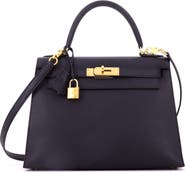 Pre-Owned Hermes Kelly Handbag Black Epsom with Gold Hardware 28