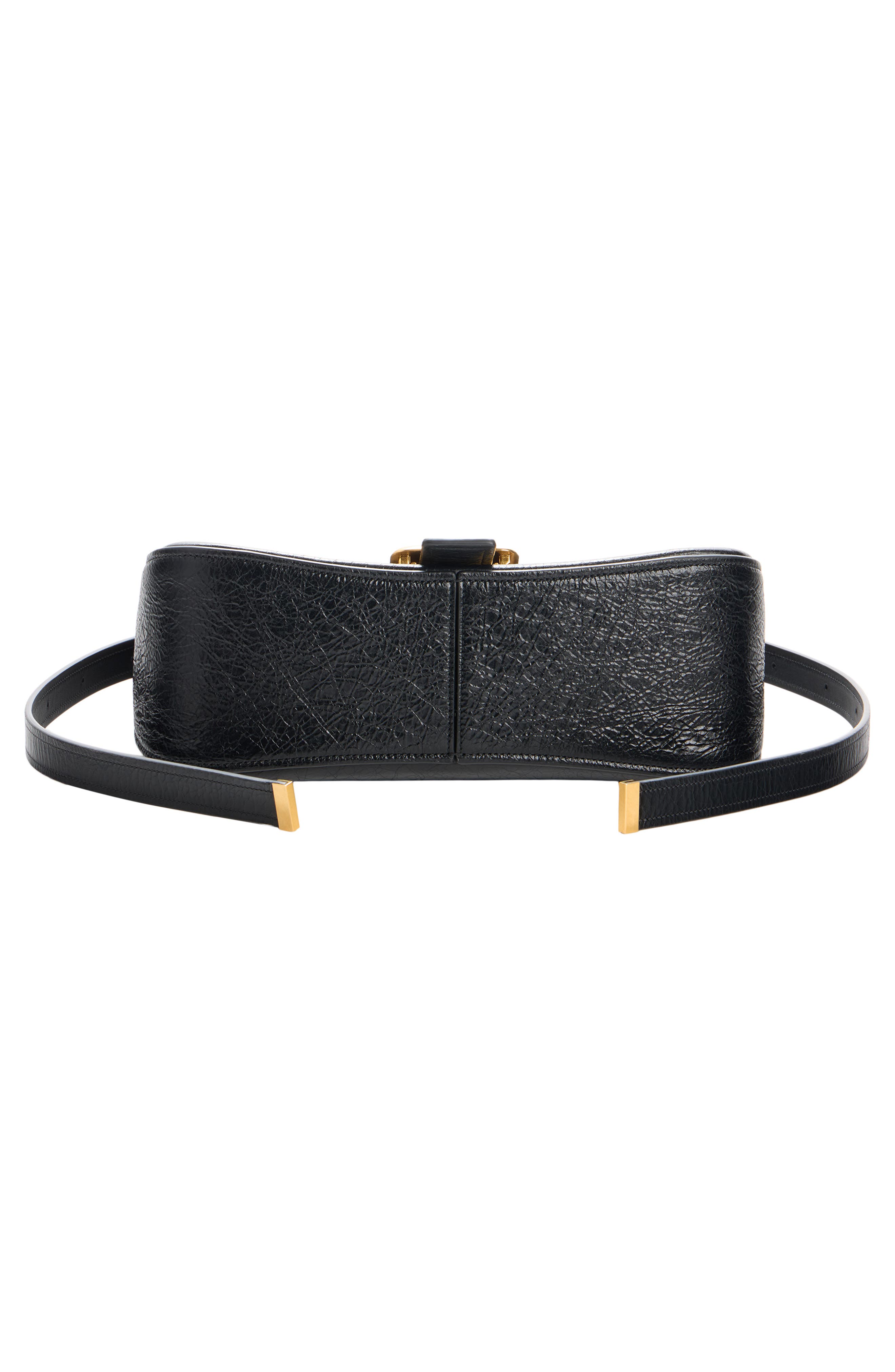 Balenciaga Medium Clicca Arena Leather Shoulder Bag, Alternate, color, 1000 Black