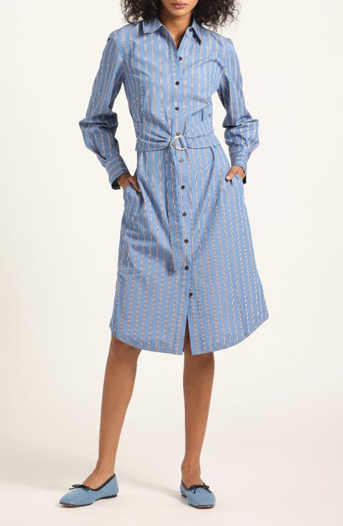 Veronica Belted Long Sleeve Shirtdress