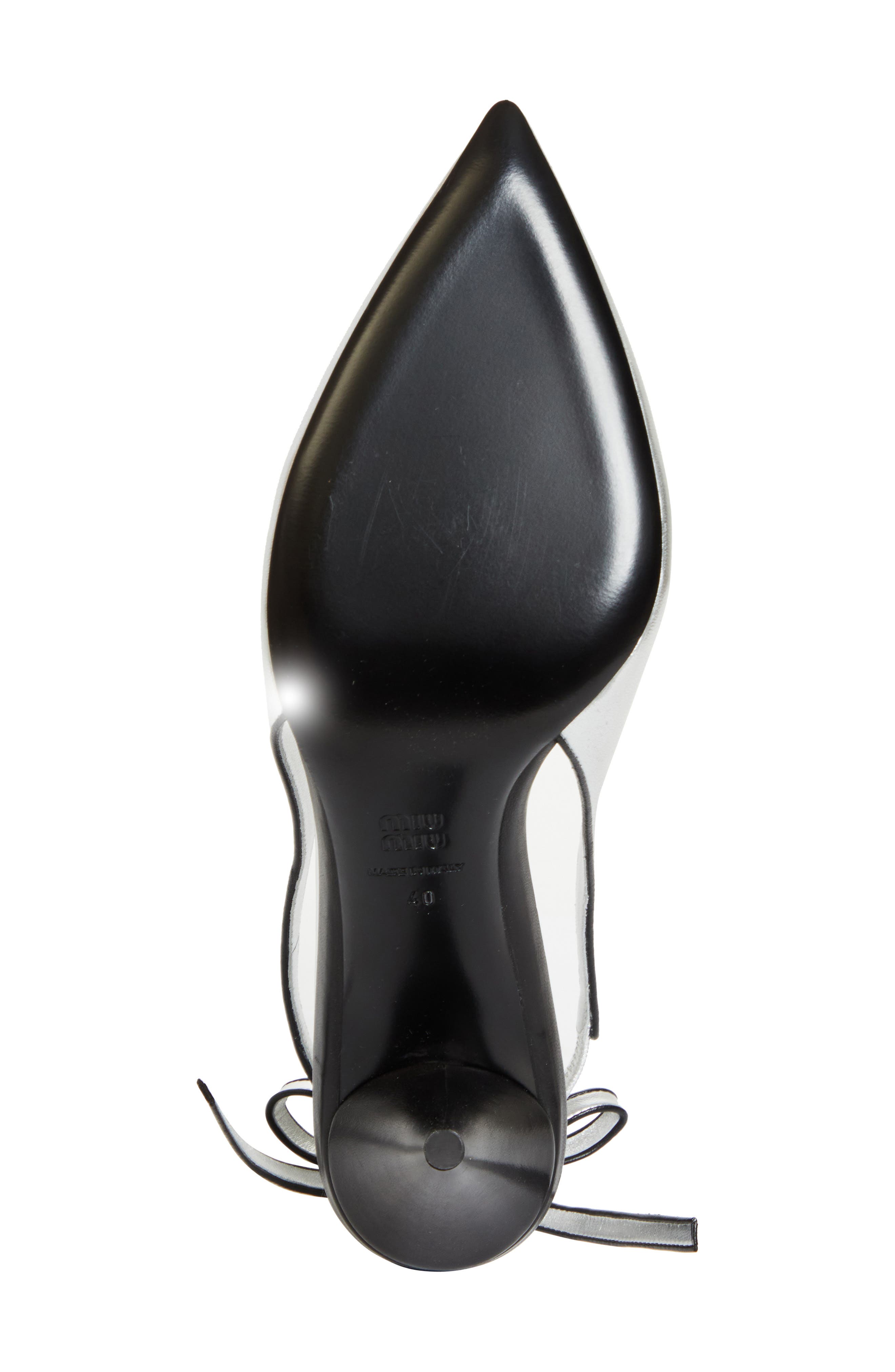 Miu Miu Pointed Toe Slingback Pump, Alternate, color, Argento/ Nero