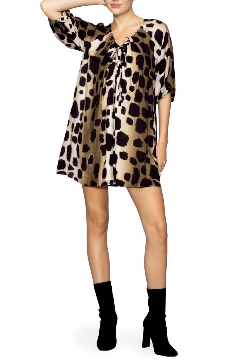 MELLODAY Puff Sleeve Minidress, Main, color, Animal