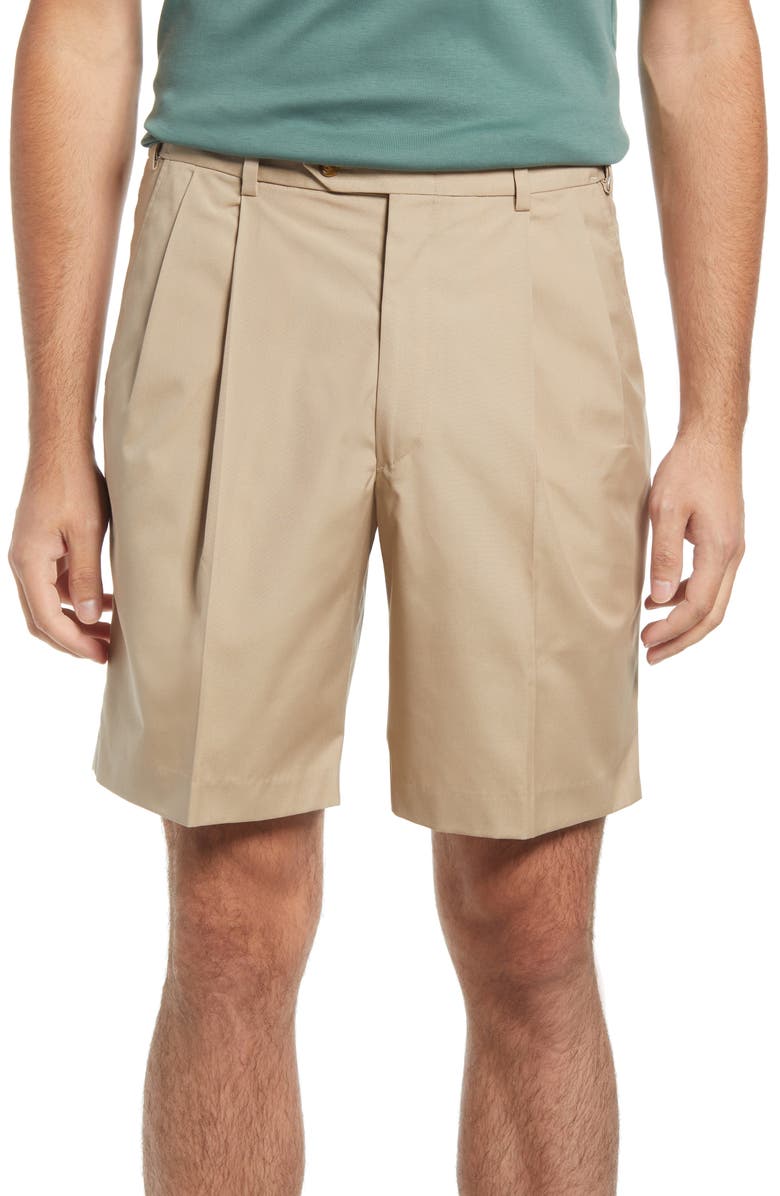 Berle Prime Pleated Poplin Shorts, Main, color, Tan