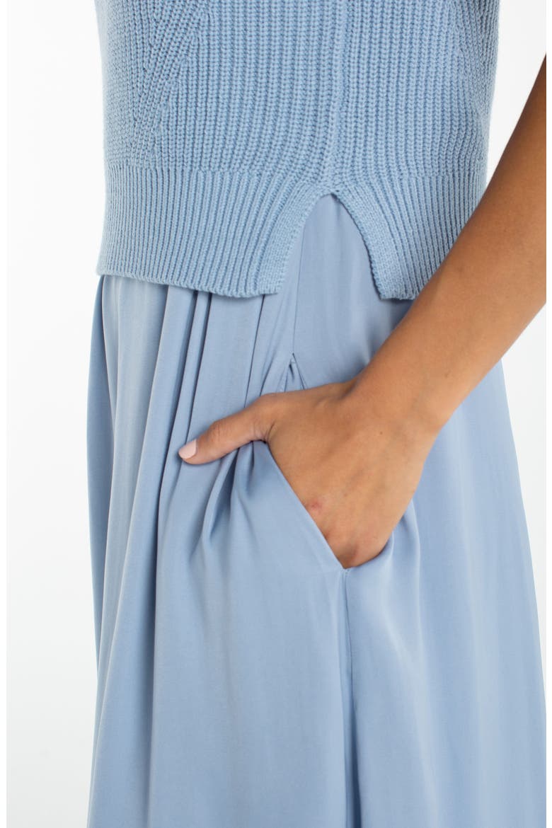 Mixed Media Maxi Dress, Alternate, color, MALIBU BLUE