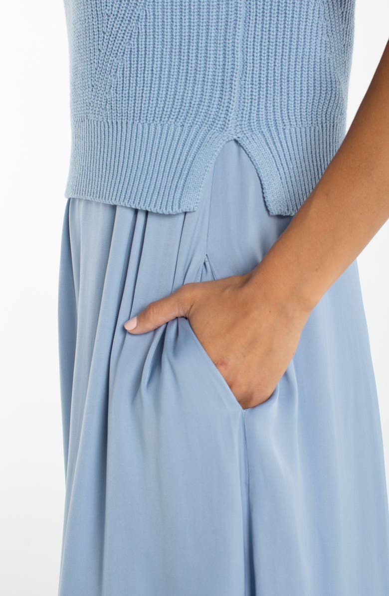 Liverpool Los Angeles Mixed Media Maxi Dress, Alternate, color, Malibu Blue