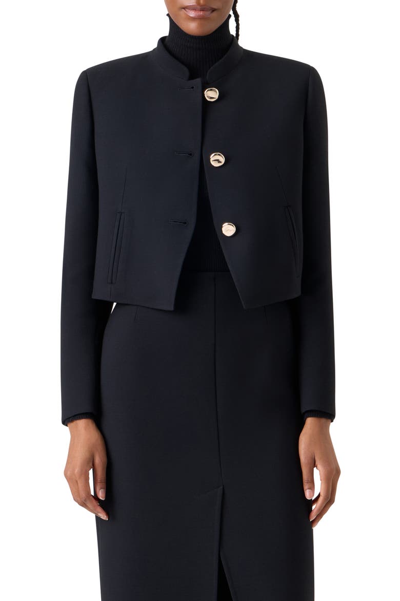 Kadet Short Wool Jacket, Main, color, BLACK