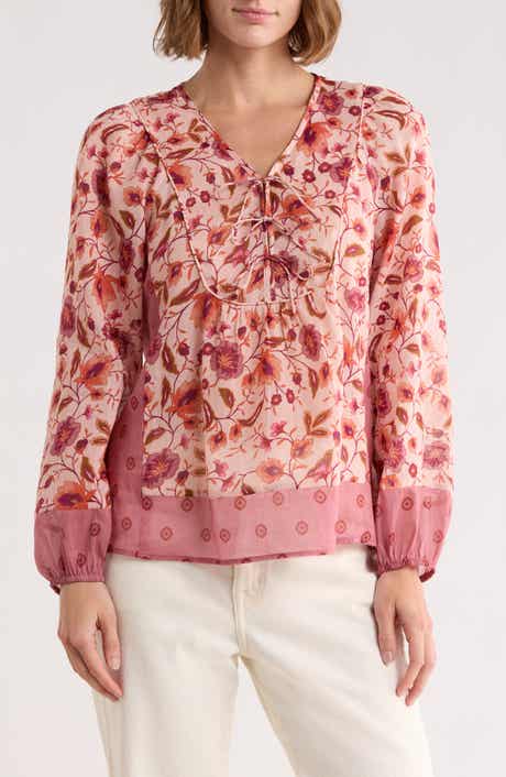 DR2 by Daniel Rainn Floral Print Peasant Top