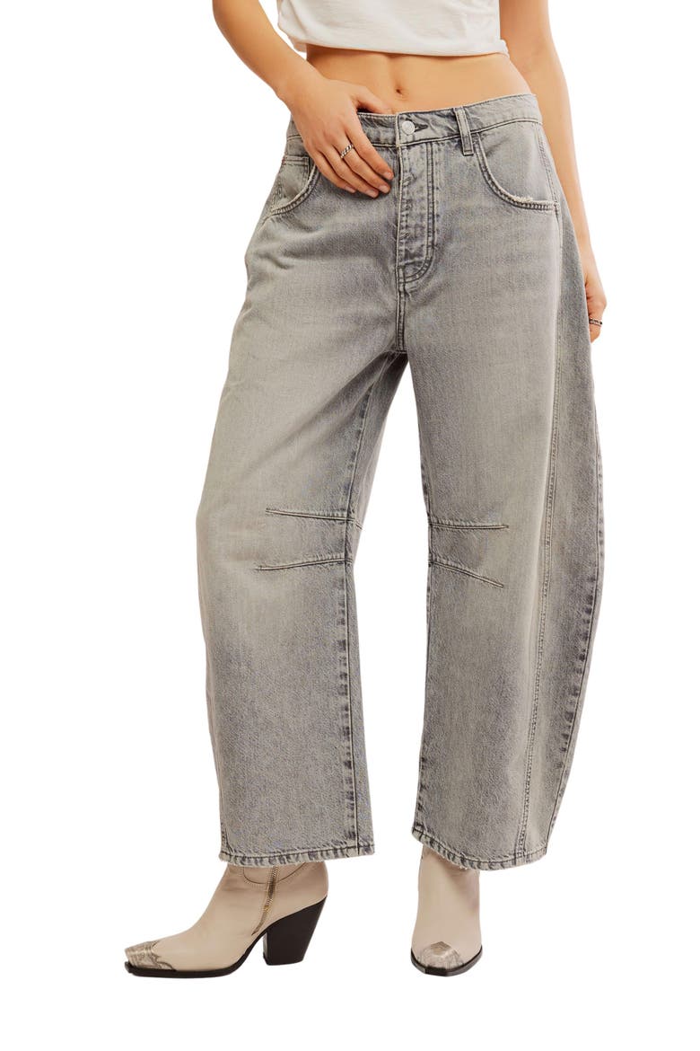 Good Luck Barrel Jeans, Main, color, DARK GREY