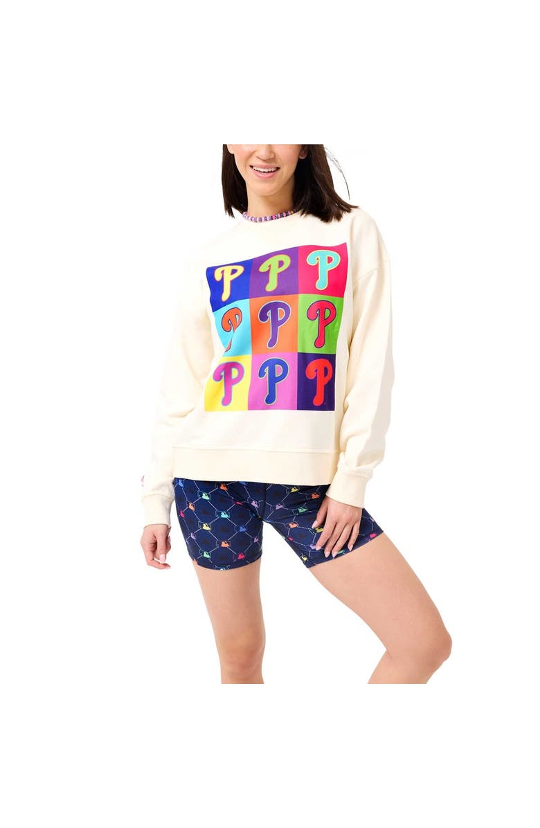 Terez Women's Terez Cream Philadelphia Phillies Classic Oversized Pullover Sweatshirt, Main, color, Cream