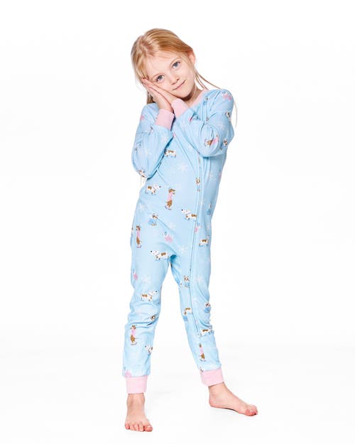 Deux Par Deux Organic Cotton Interlock One-piece Pajama In Blue