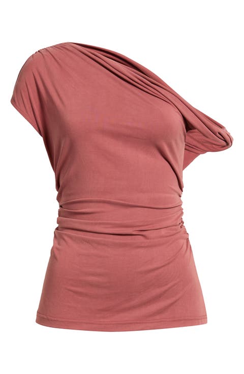 Luci Ruched One-Shoulder Top