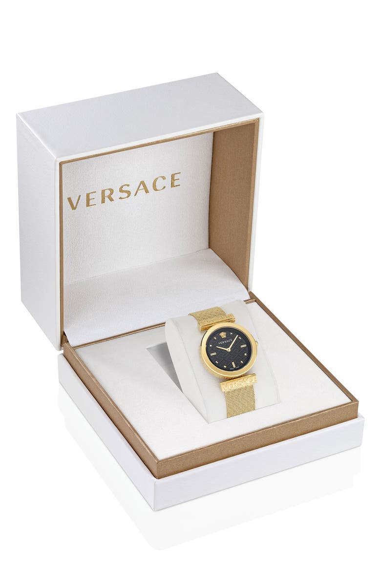 Versace Regalia Mesh Strap Watch, 34mm, Alternate, color, Gold