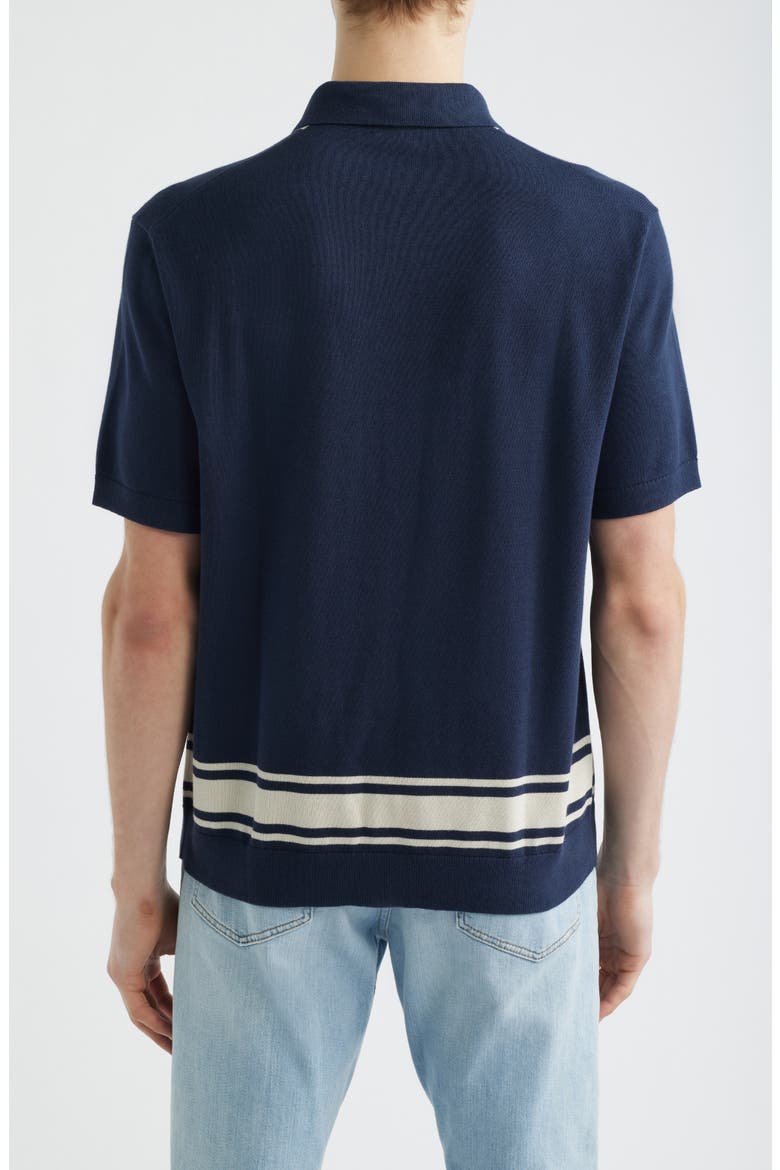 Border Stripe Short Sleeve Cotton Sweater Shirt, Alternate, color, INK