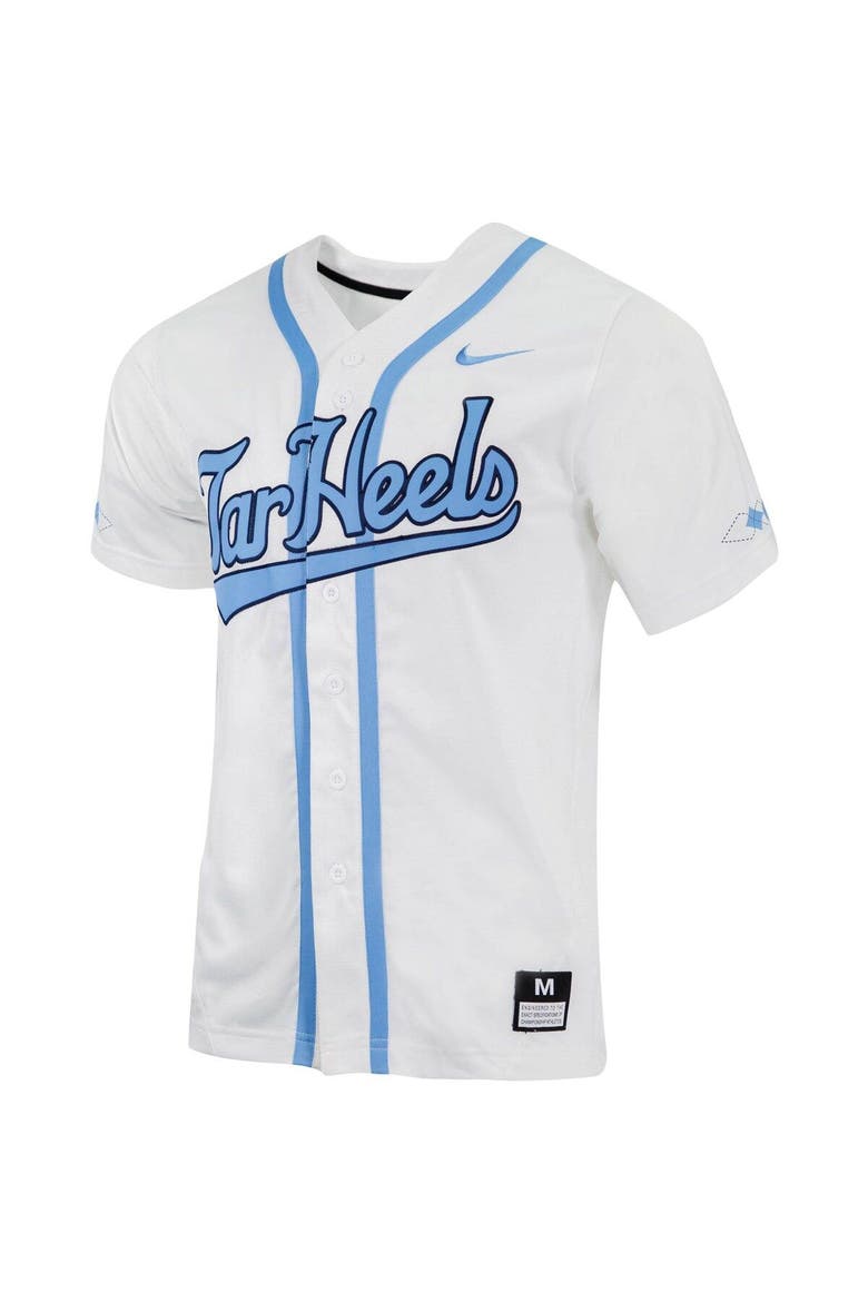 Men's Nike White North Carolina Tar Heels Replica Full-Button Baseball Jersey, Alternate, color, White