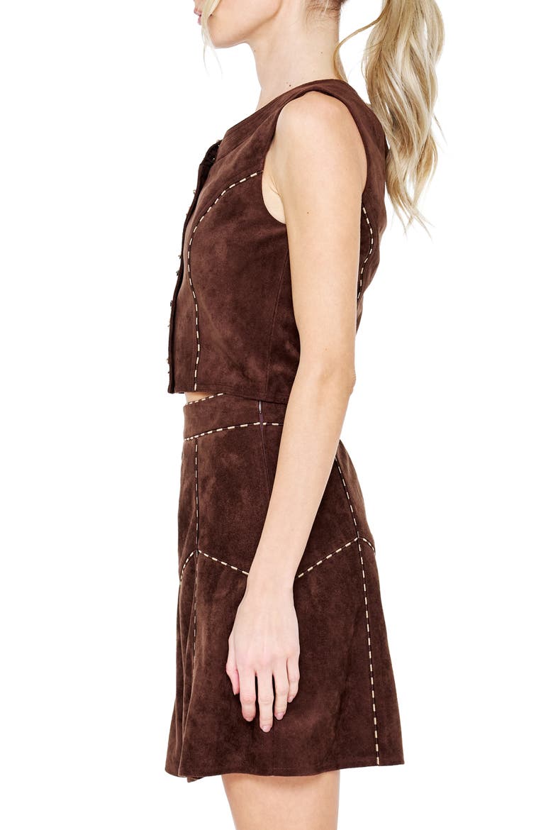 Akia Faux Suede Sleeveless Top, Alternate, color, FUDGE BROWN