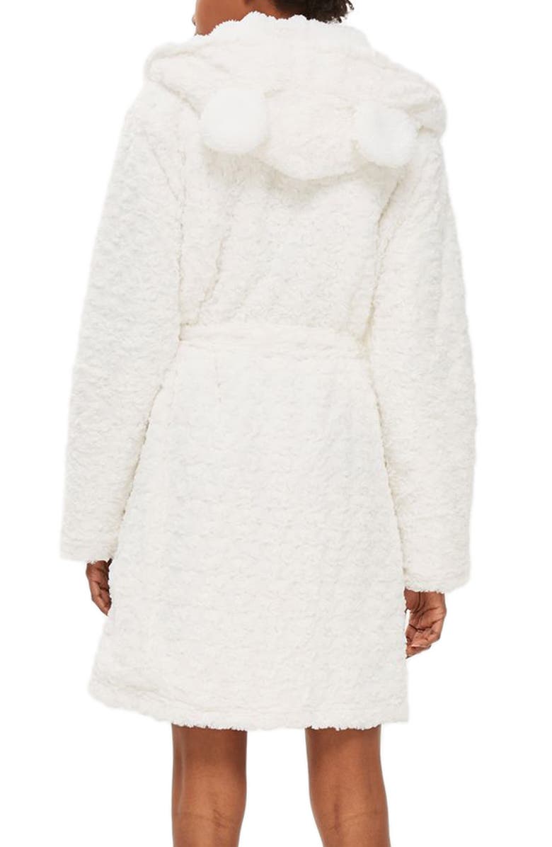 Topshop Fluffy Faux Fur Hooded Robe, Alternate, color, 